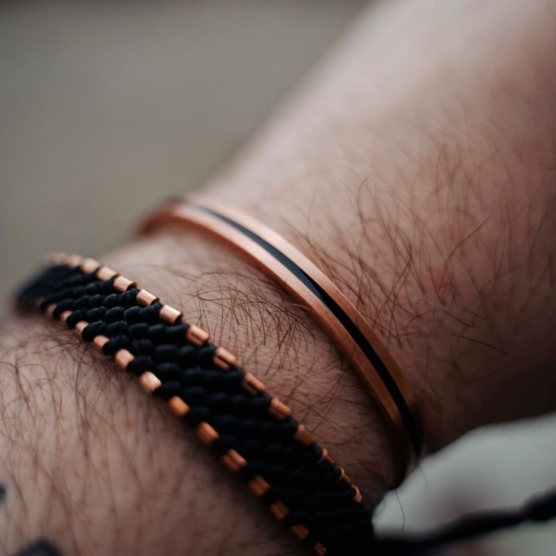 Solid Copper Bracelet For Mens All Black - Black image