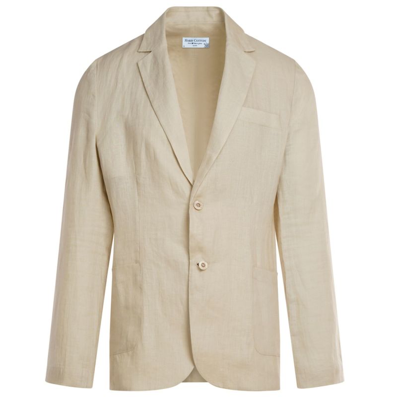 Solid Lapel Neck Linen Blazer-Beige image