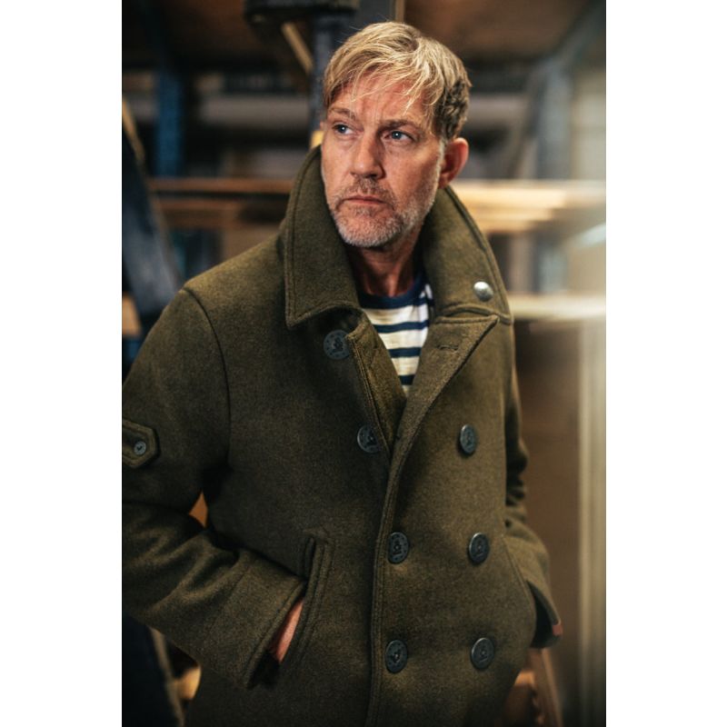 Army green peacoat online