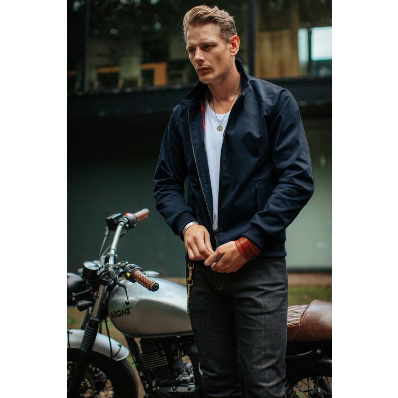 Navy harrington jacket outfit online