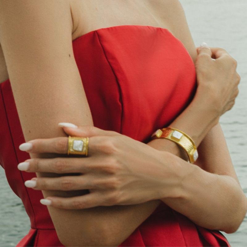 Square 2024 pearl ring