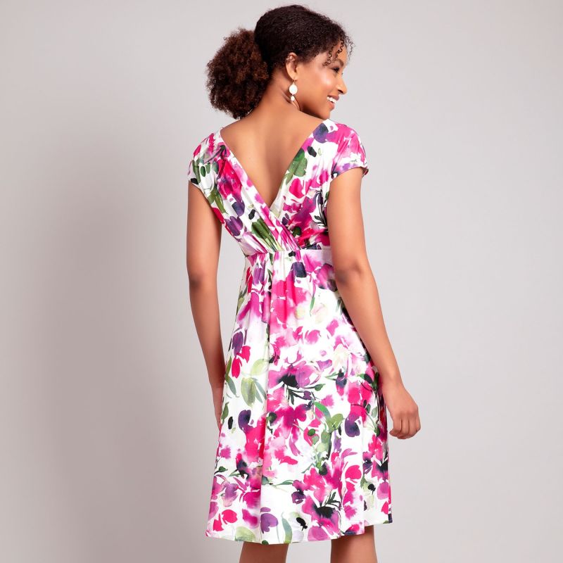 Sophia Dress In Fuchsia Florals Print image