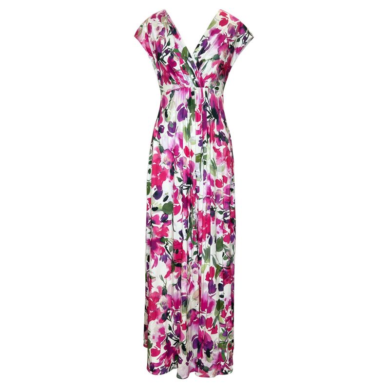 Sophia Maxi Dress In Fuchsia Floral Print image