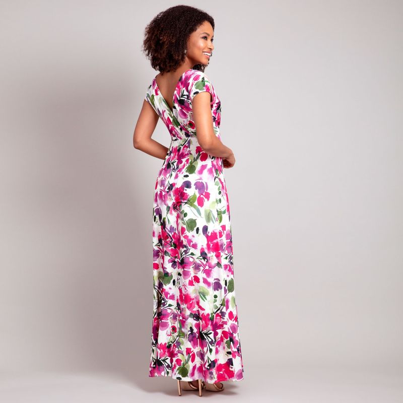 Sophia Maxi Dress In Fuchsia Floral Print image