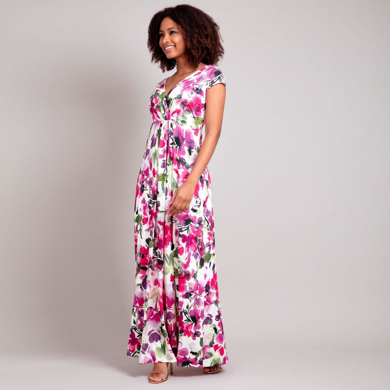 Sophia Maxi Dress In Fuchsia Floral Print image