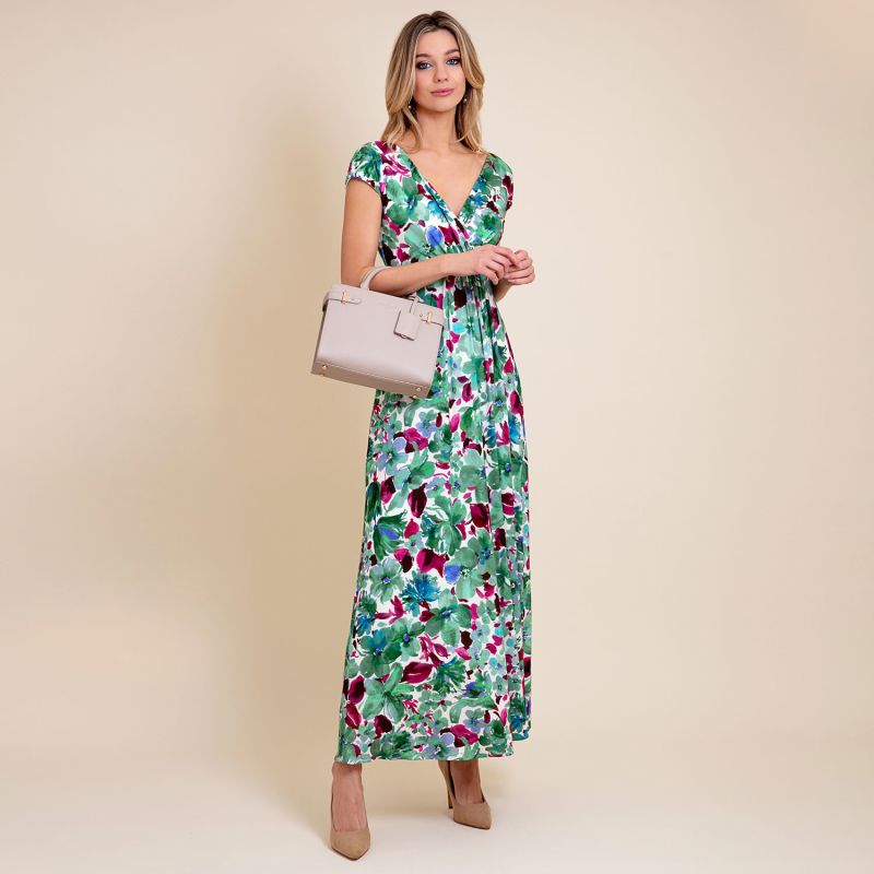 Sophia Maxi Dress In Paradise Green Floral Print image