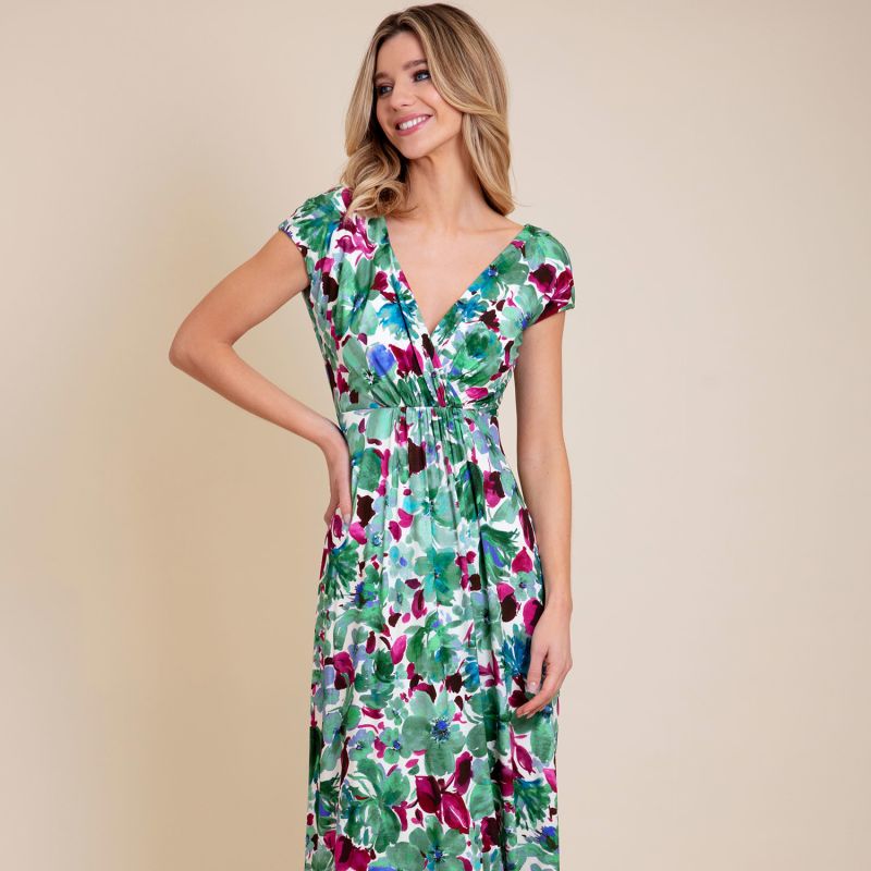 Sophia Maxi Dress In Paradise Green Floral Print image