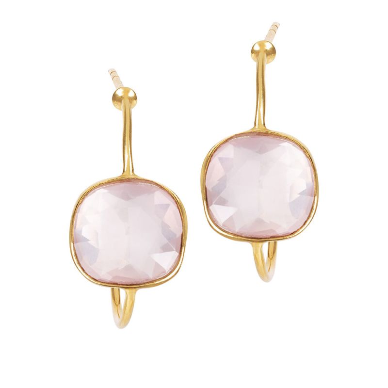 Sophia Pink Quartz Gold Hoops image