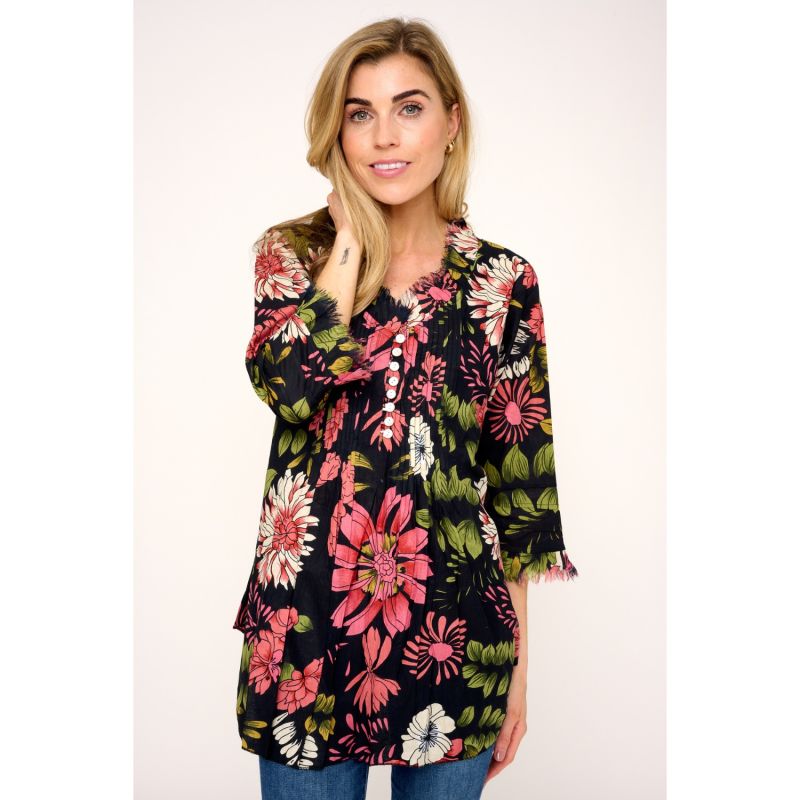 Sophie Cotton Shirt In Black Floral Floral image