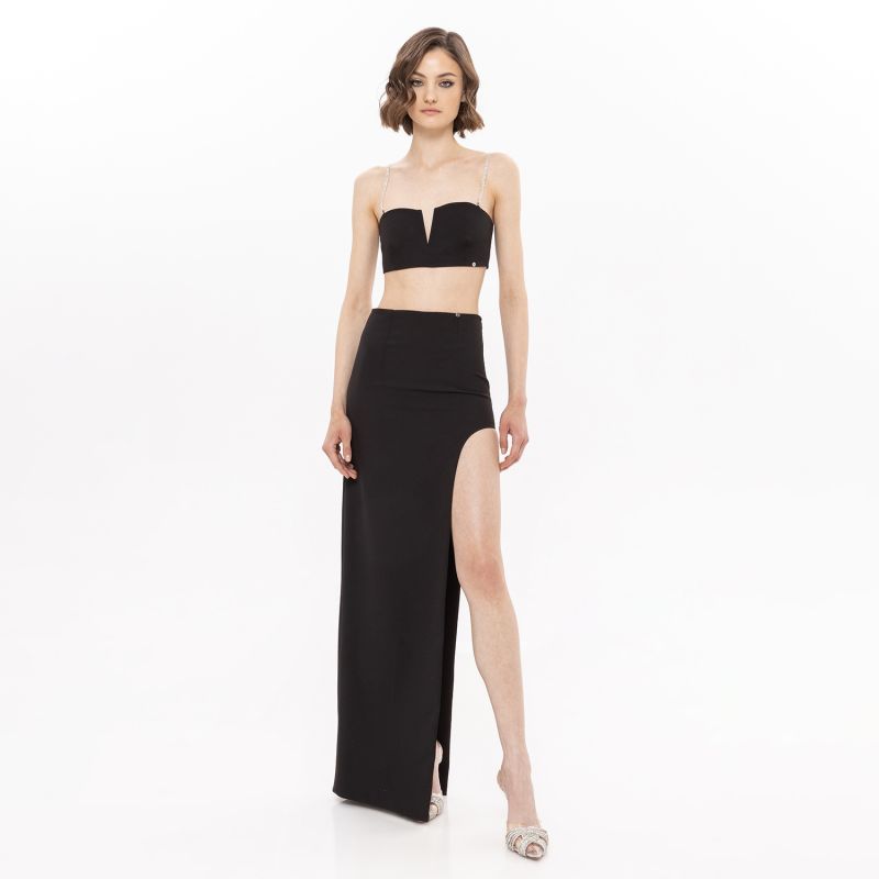 Black spaghetti crop top discount