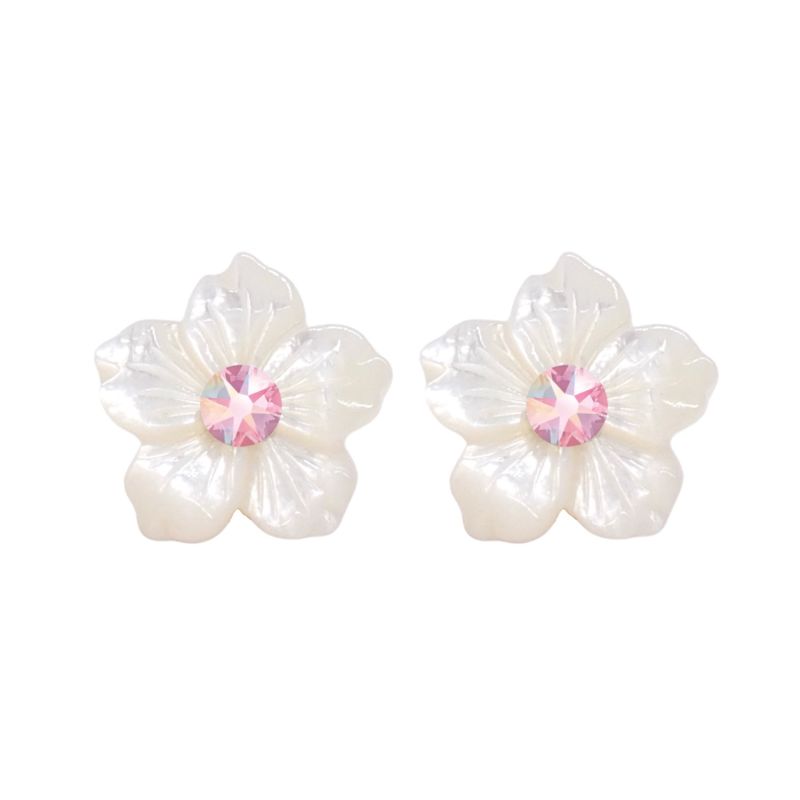 Sparkle Light Rose Flower Mother Of Pearl Earrings image