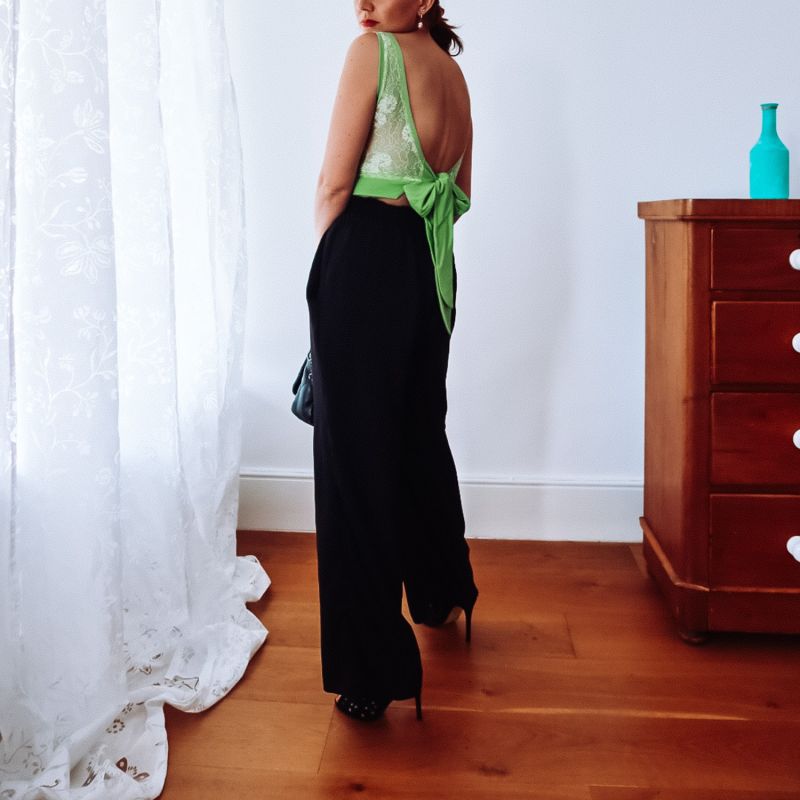 Spring Green Lace Back Crop Top image