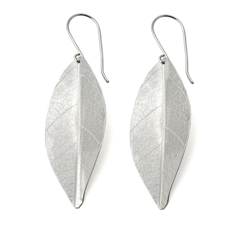 Spring Leaf Earrings Silver Extra Large image