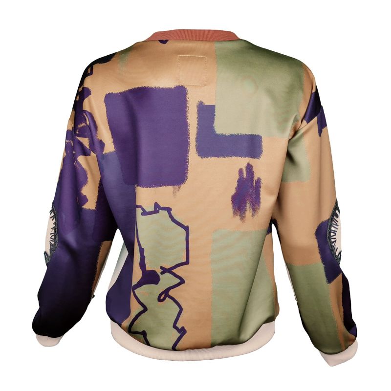 Abstract Print Sweatshirt With Khaki Vegan Leather Details image