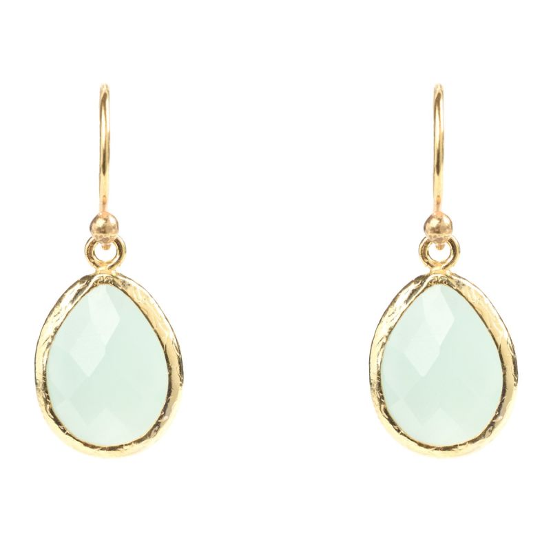 Petite Drop Earrings Aqua Chalcedony Gold image