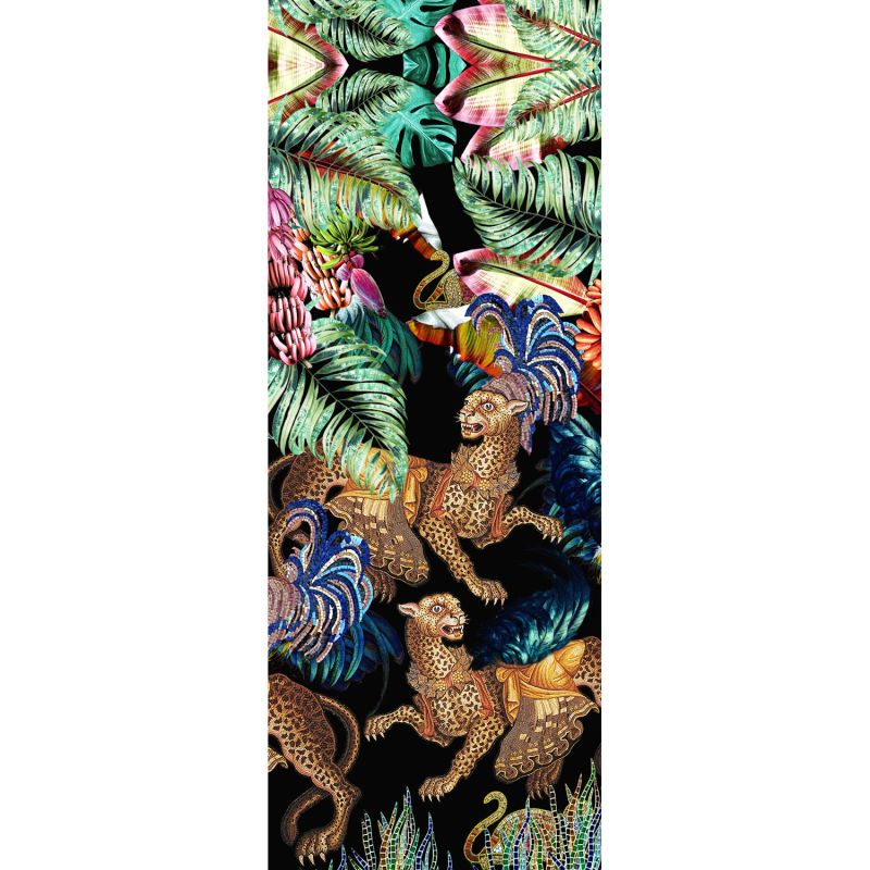 Jungle Depths Black Small Silk Scarf image