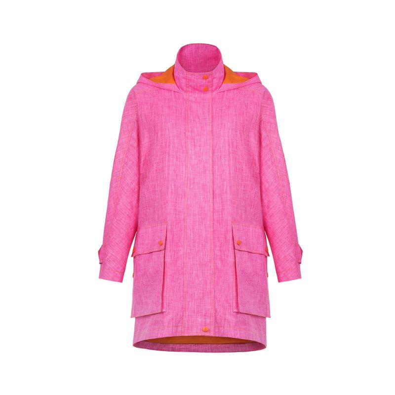 Printed Hooded Pink Trench Coat image