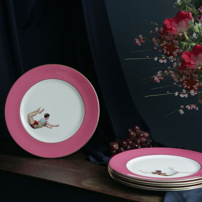 Raspberry Pink Trapeze Boy Dinner Plate image