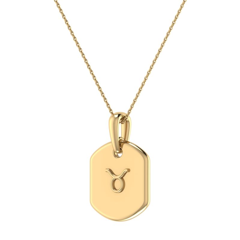 Taurus Bull Constellation Tag Pendant Necklace In 14 Kt Yellow Gold Vermeil image