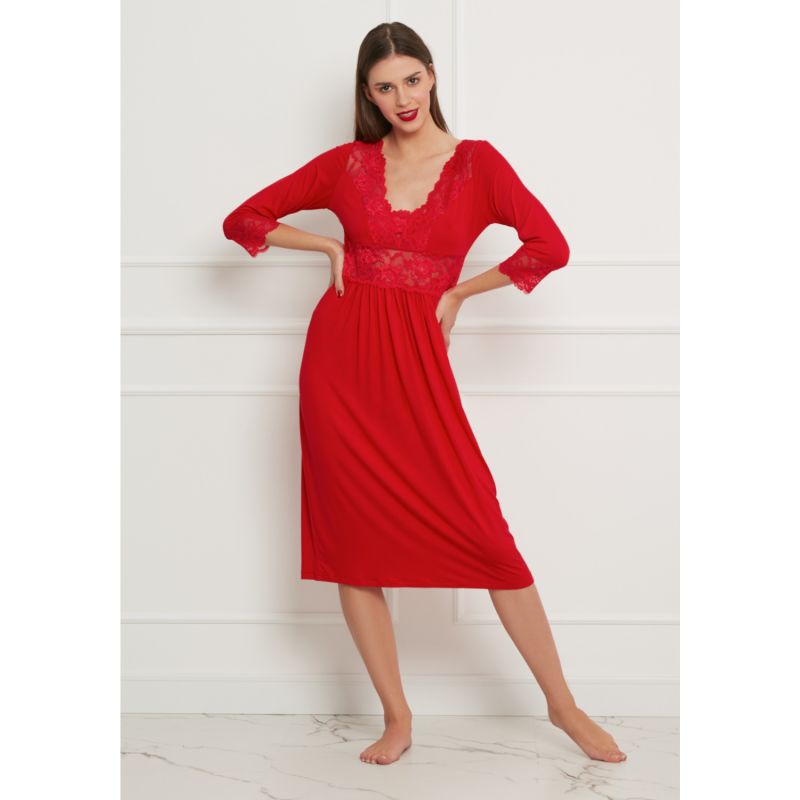 Midi Viscose Nightgown - Red image