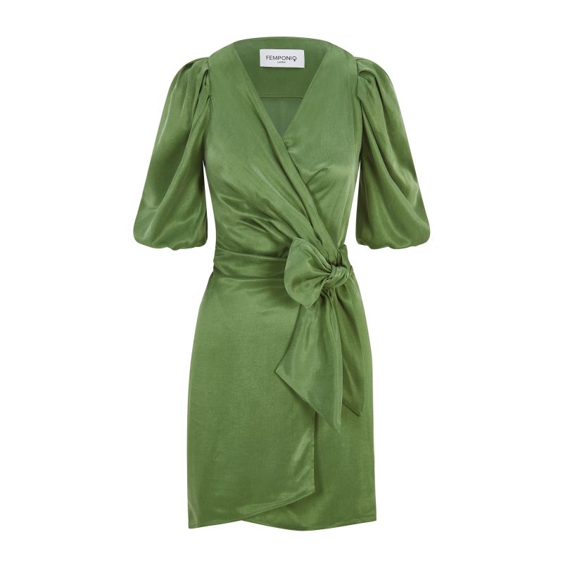 Draped Vegan-Cupro Wrap Dress (Burnt Orange)