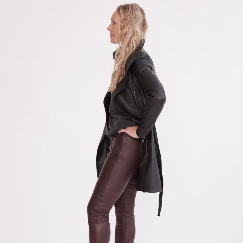 Washington Street Drape Trench Black Leather image