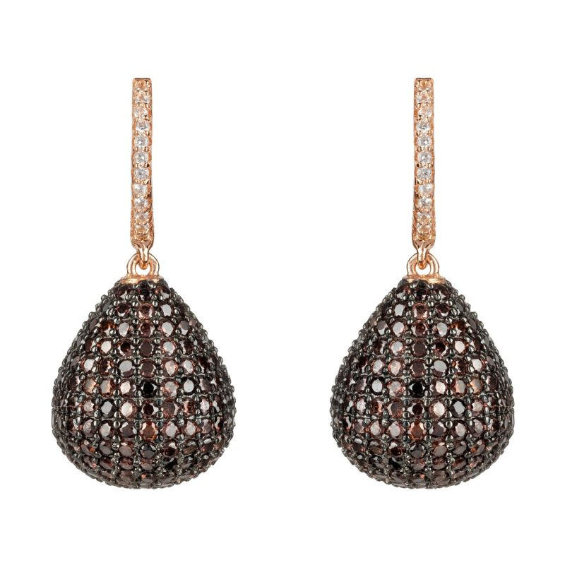 Valerie Pear Drop Gemstone Earring Rosegold Chocolate Cz image