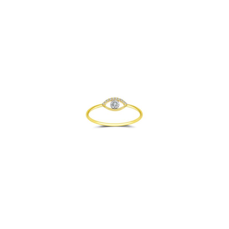 18K Yellow Gold Eye Shape Diamond Ring image