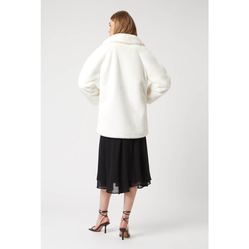 Faux Fur Coat - White image