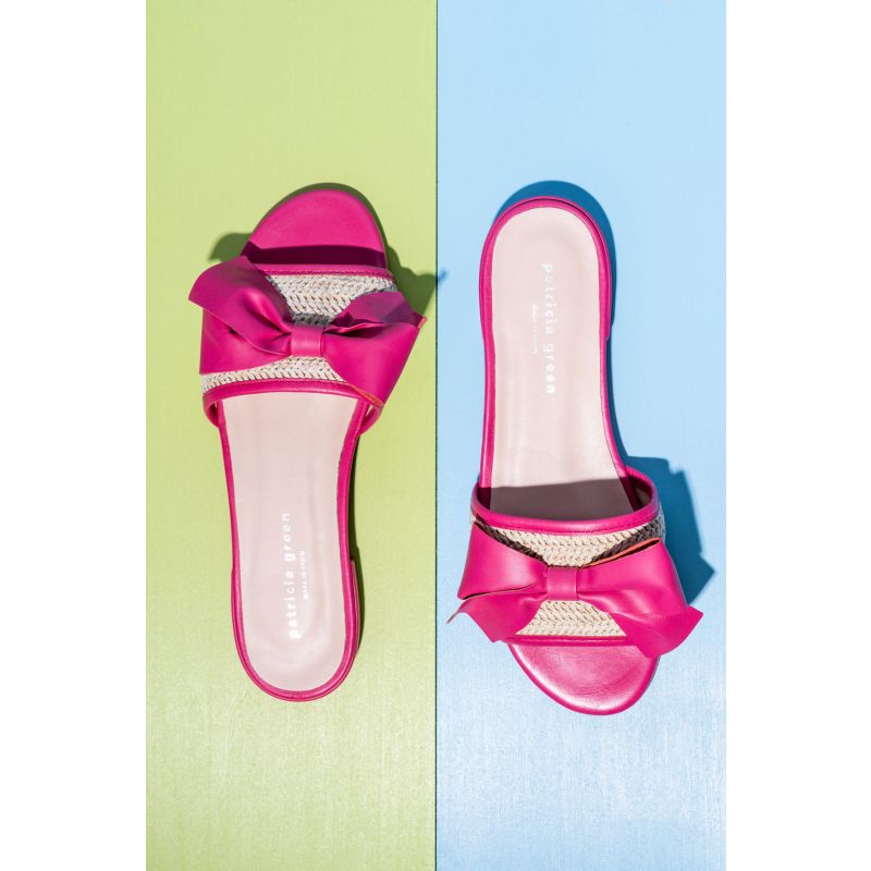 St. Tropez Raffia Slide Sandal Hot Pink image