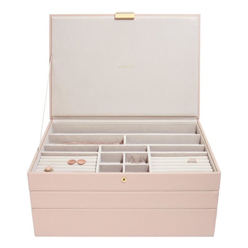 Stackers Blush Pink Supersize Jewelry Box Set Of Three Champagne Gold image