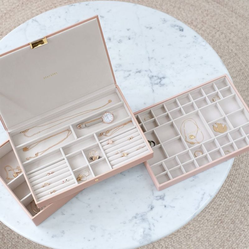 Stackers Blush Pink Supersize Jewelry Box Set Of Three Champagne Gold image