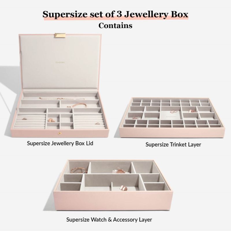 Stackers Blush Pink Supersize Jewelry Box Set Of Three Champagne Gold image