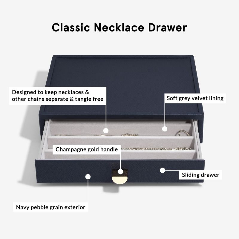Stackers Navy Pebble Classic Juwelendoos - Set van 2 (met laden