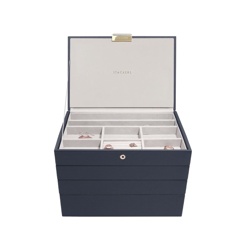 Stackers Navy Pebble Classic Jewelry Box Set Of Four image