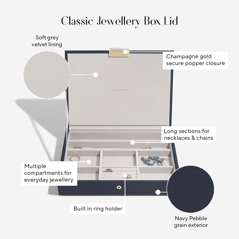 Stackers Navy Pebble Classic Jewelry Box Set Of Four image