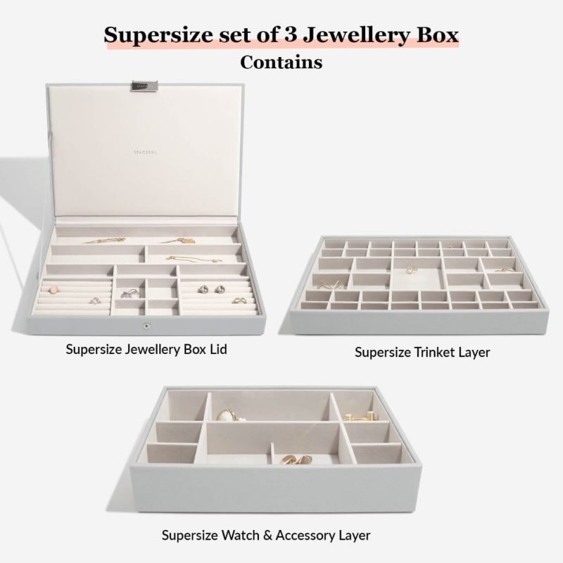 Stackers Pebble Grey Supersize Jewelry Box Set Of Three image