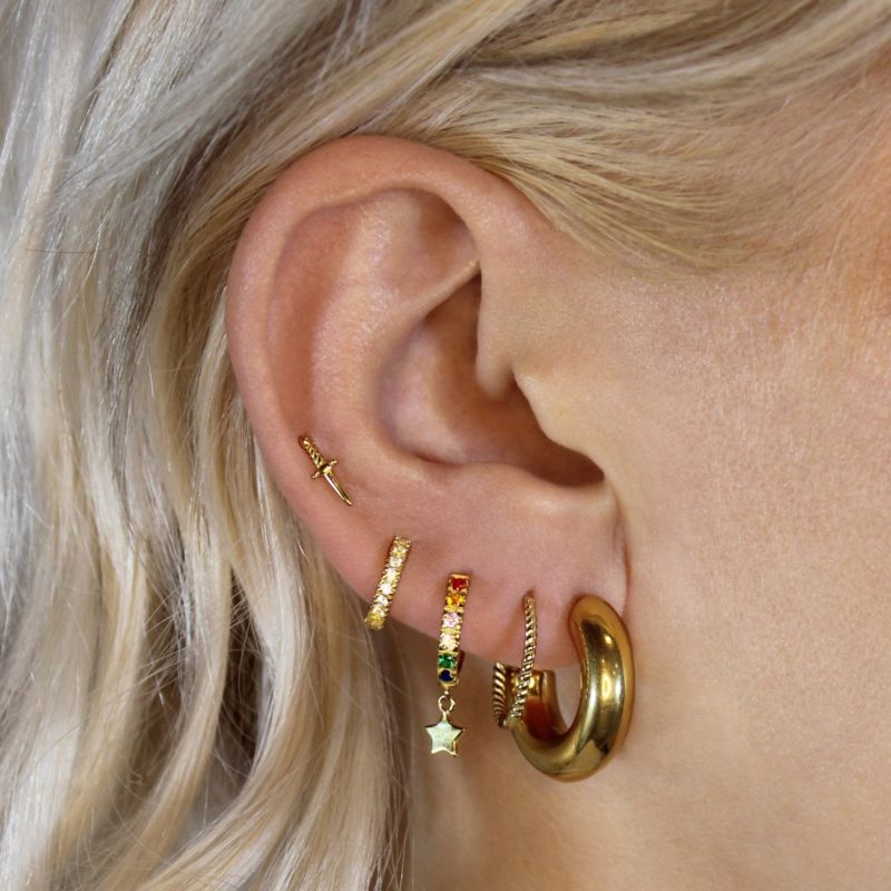 Starburst Huggie Hoop Earrings Lucky Eleven Wolf Badger