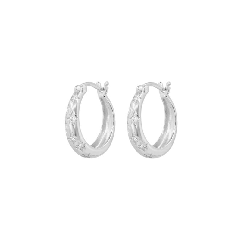 Stargazing Silver Hoop Earrings image