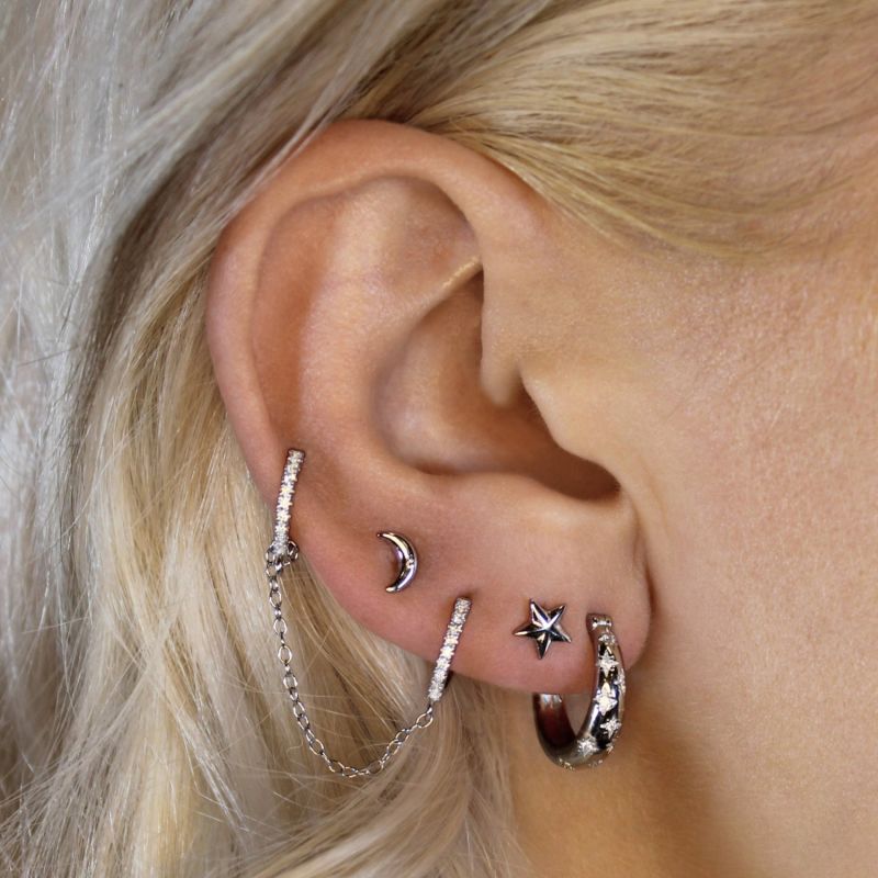 Stargazing Silver Hoop Earrings image