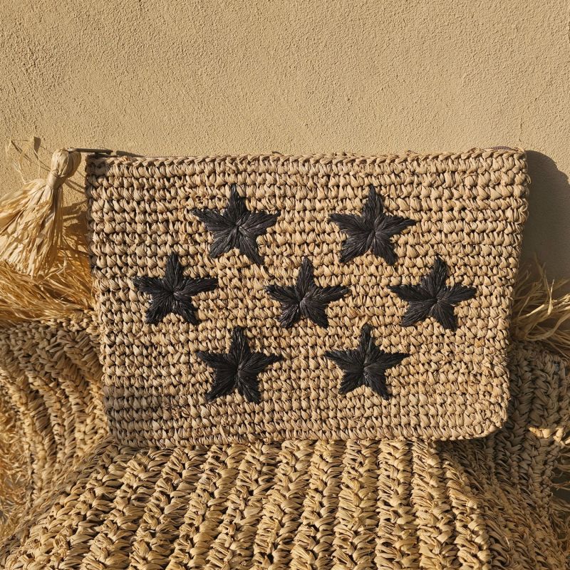 Starr Raffia Clutch - Black image