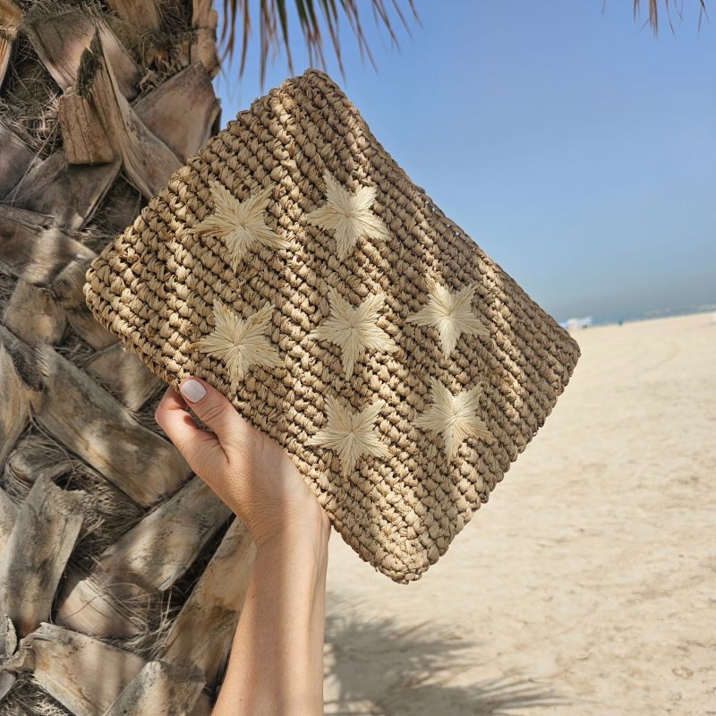 Starr Raffia Clutch - Natural image