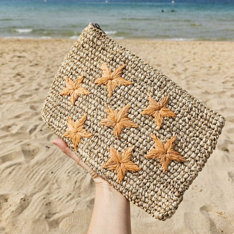 Starr Raffia Clutch - Peach image