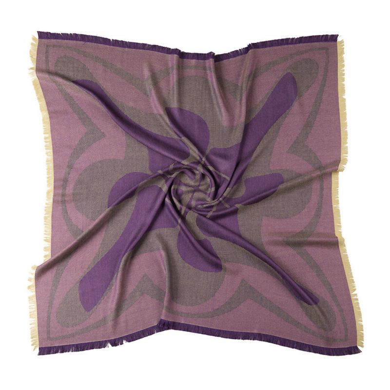 Purple Premium Baby Alpaca & Silk Large Bandana Squared Scarf image