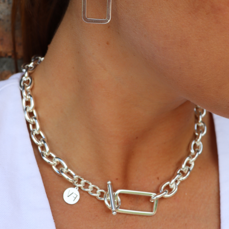 Steel Me Silver Grande Chain Fob Necklace image