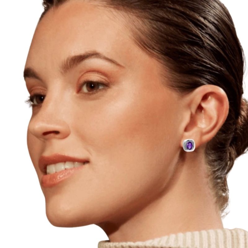 Stella - Purple Amethyst Silver Stud Earrings image