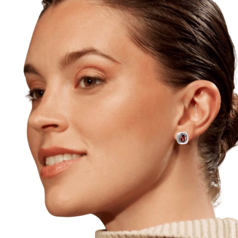 Stella - Red Garnet Silver Stud Earrings image