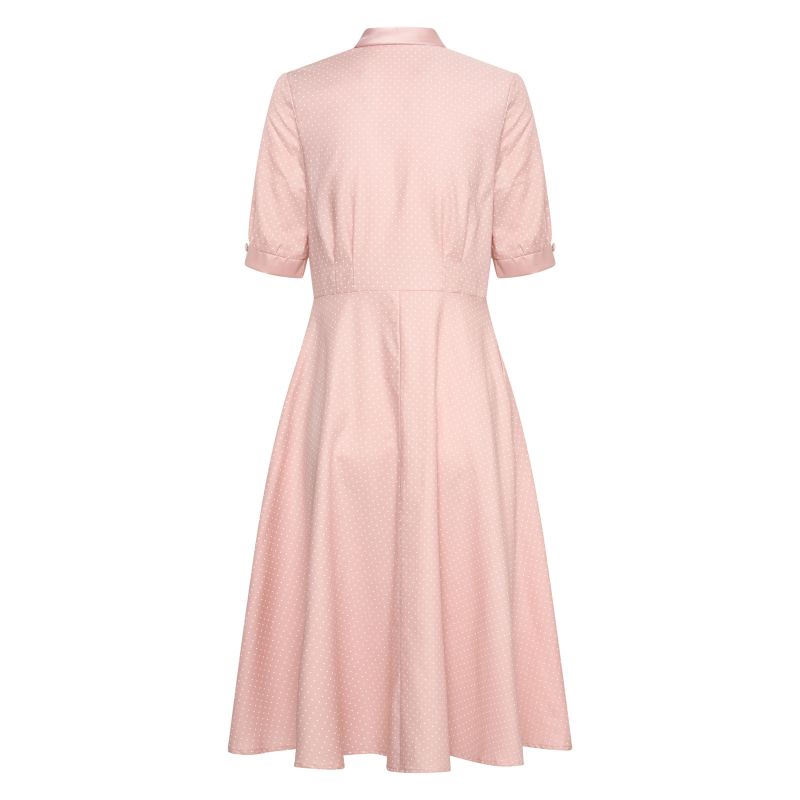 Stella Skipping Fit & Flare Dress With Bow Collar In Dusty Pink Pin Spot image