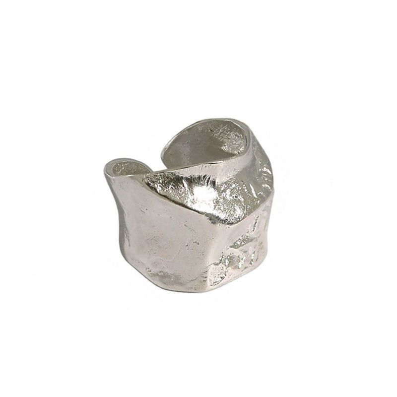 Sterling Silver Atlas Textured Organic Shaped Chunky Ring Adjustable image