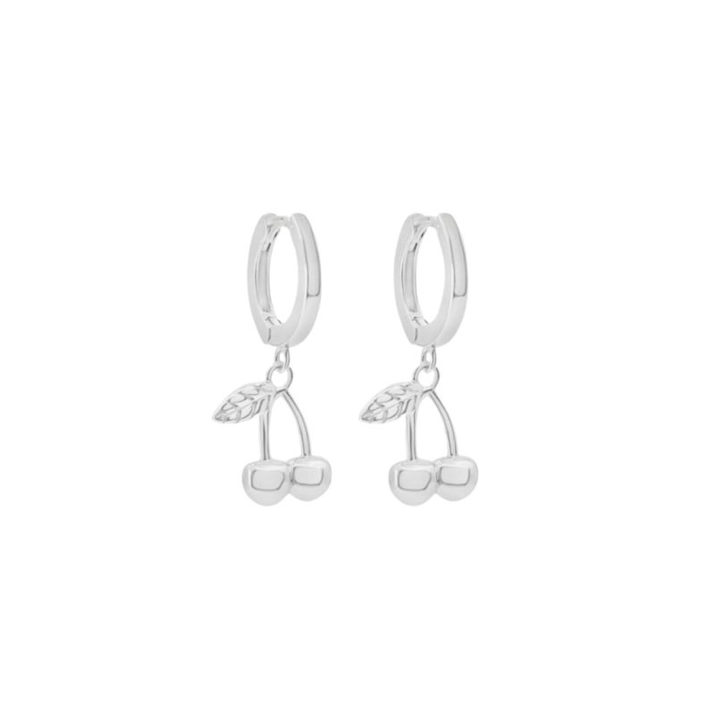 Sterling Silver Cherry Bomb Hoop Earrings image